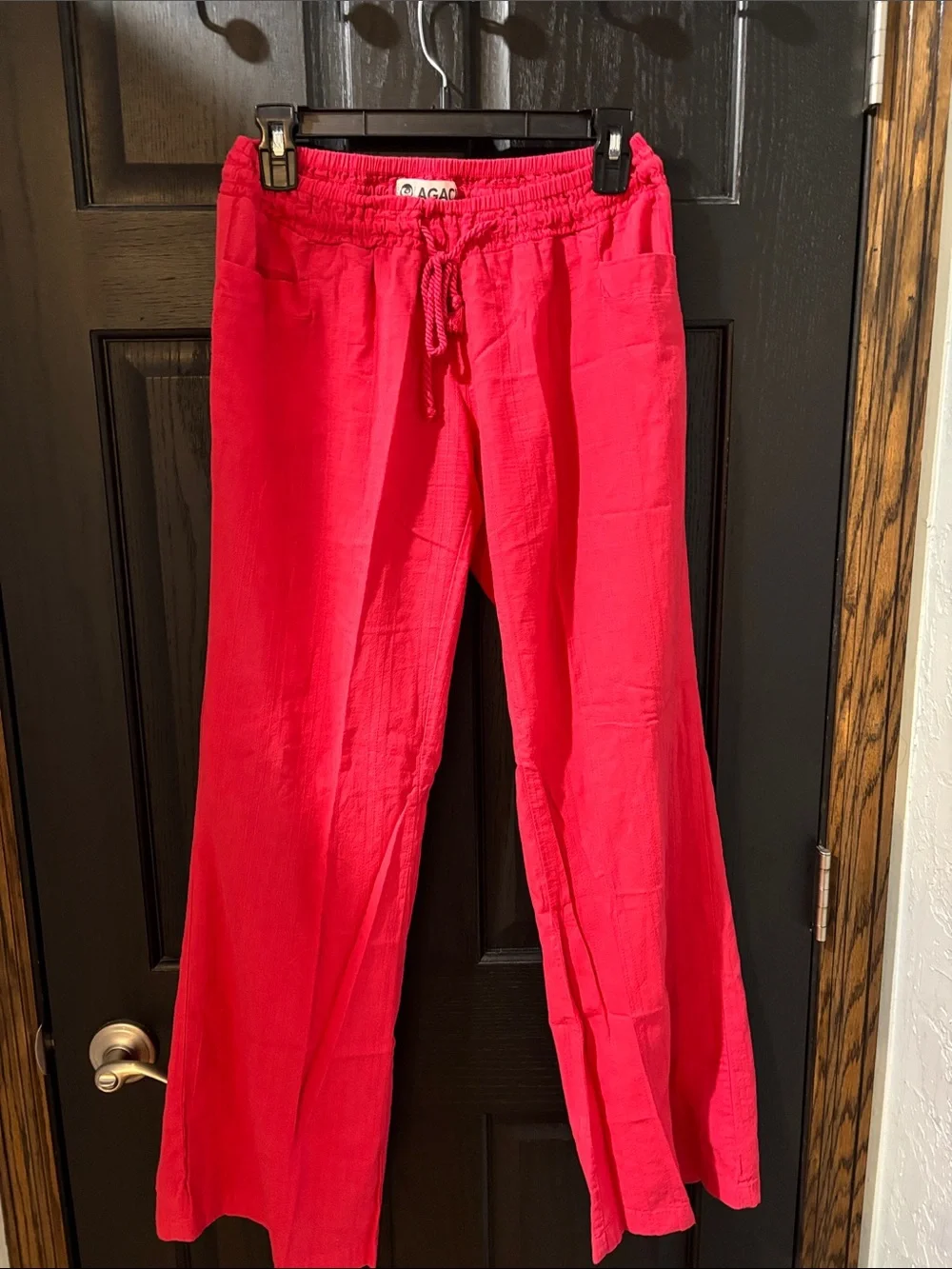 Lagaci Vibrant Red Wide-Leg Drawstring Trousers - Picture 1 of 4